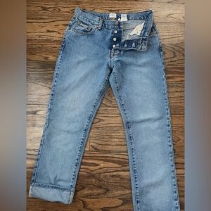 Vintage 90s Calvin Klein Low Rise Button-fly Straight Leg Sand Blast Jeans. Sz 5
